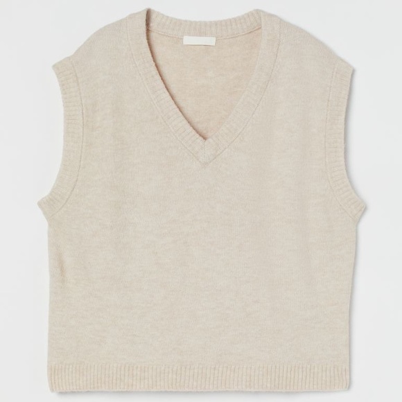 Cream V Neck Sweater Vest - Picture 1 of 4